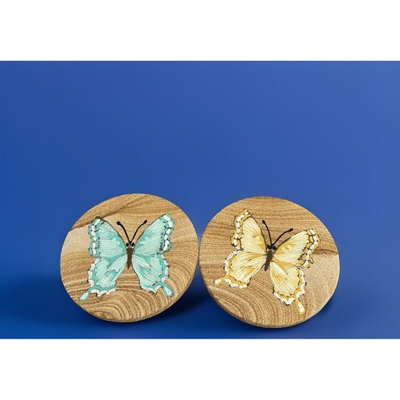 2 Thristystone Coasters Trivets Butterfly Butterflies Sand Texture Kitchen Decor - Picture 1 of 6